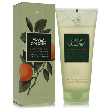 שפופרת ג'ל רחצה 4711 Acqua Colonia Blood Orange & Basil בעיצוב יוקרתי עם איורי תפוז דם עסיסי ועלי בזיליקום ירוקים