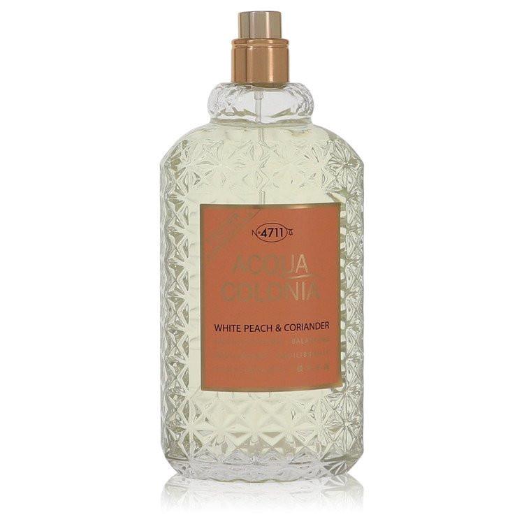בקבוק בושם 4711 Acqua Colonia White Peach & Coriander בעיצוב זכוכית קלאסי עם איורי אפרסק וכוסברה