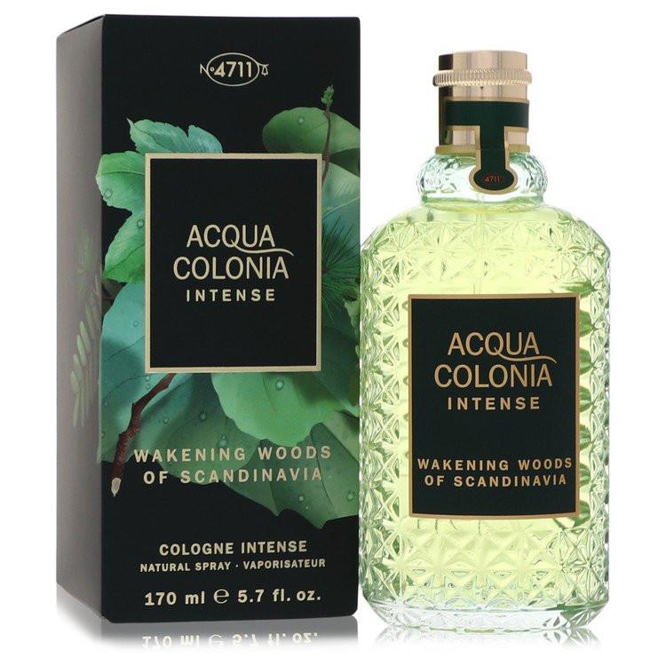 בקבוק בושם 4711 Acqua Colonia Intense Wakening Woods of Scandinavia בעיצוב קלאסי עם נוזל בגוון ירקרק