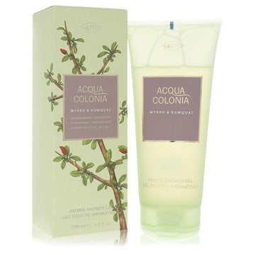 שפופרת ג'ל רחצה 4711 Acqua Colonia Myrrh & Kumquat בעיצוב יוקרתי עם איורי פרי קומקוואט ושרף מור מוזהב