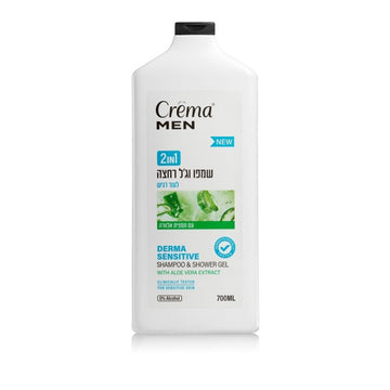 קרמה מן שמפו וג'ל רחצה 2 ב-1 Derma Sensitive לעור רגיש מועשר באלוורה וויטמין E 700 מ"ל