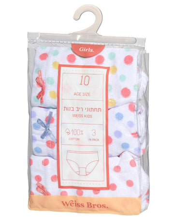 תחתוני בנות 100% כותנה - 3 במארז.