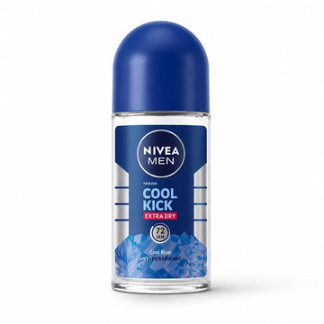 NIVEA MEN Cool Kick Extra Dry | ניוואה מן דאודורנט רול-און אנטי-פרספירנט לגבר באפקט קירור מיידי והגנת יובש עד 72 שעות (50 מ"ל)