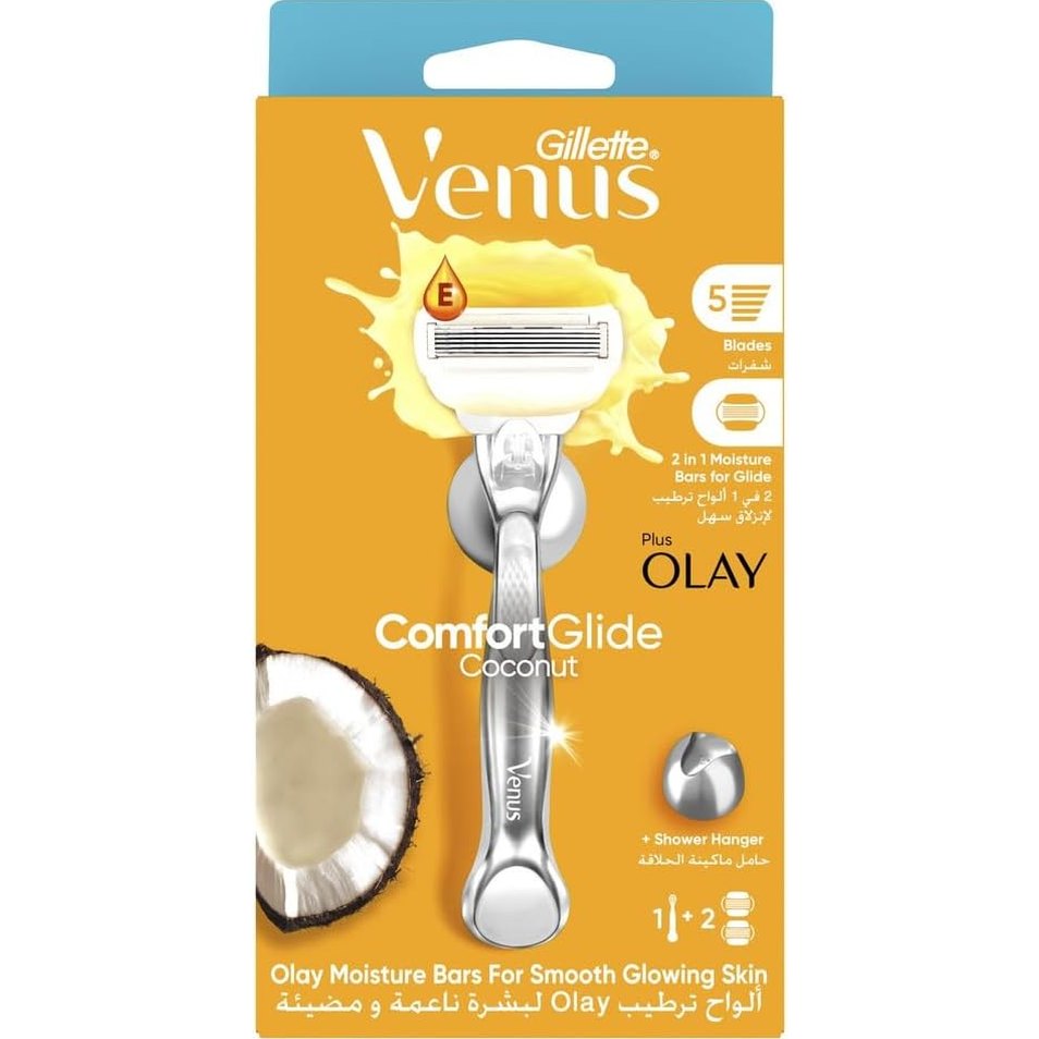 Gillette Venus | ג'ילט ונוס - מכשיר גילוח ComfortGlide קוקוס (ידית + 2 סכינים) | 5 להבים