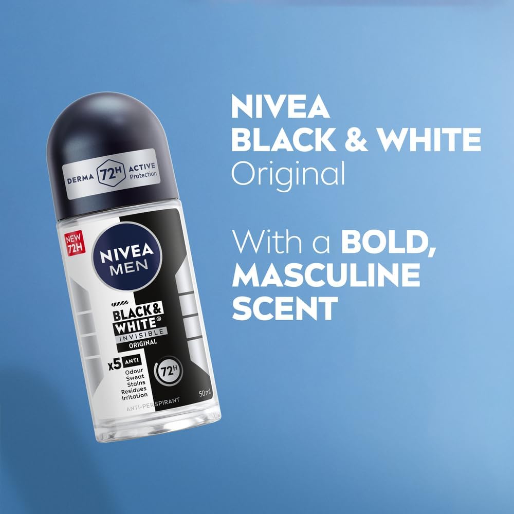 NIVEA | ניוואה - Black & White Invisible for Men | דאודורנט רול און לגבר