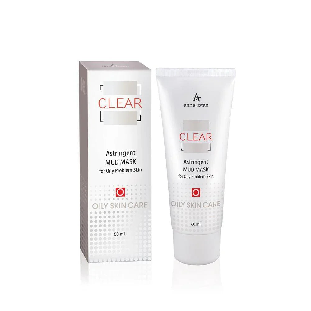 אנה לוטן Clear מסיכת בוץ מכווצת (Astringent Mud Mask) לניקוי עמוק, כיווץ נקבוביות וספיחת שומן בעור שמן ובעייתי 60 מ"ל