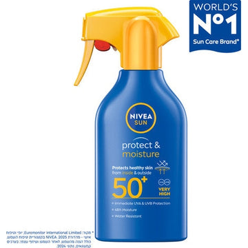 ספריי הגנה ולחות ניוואה סאן SPF50+ להגנה מקסימלית מפני השמש והזנת העור בלחות ל-48 שעות
