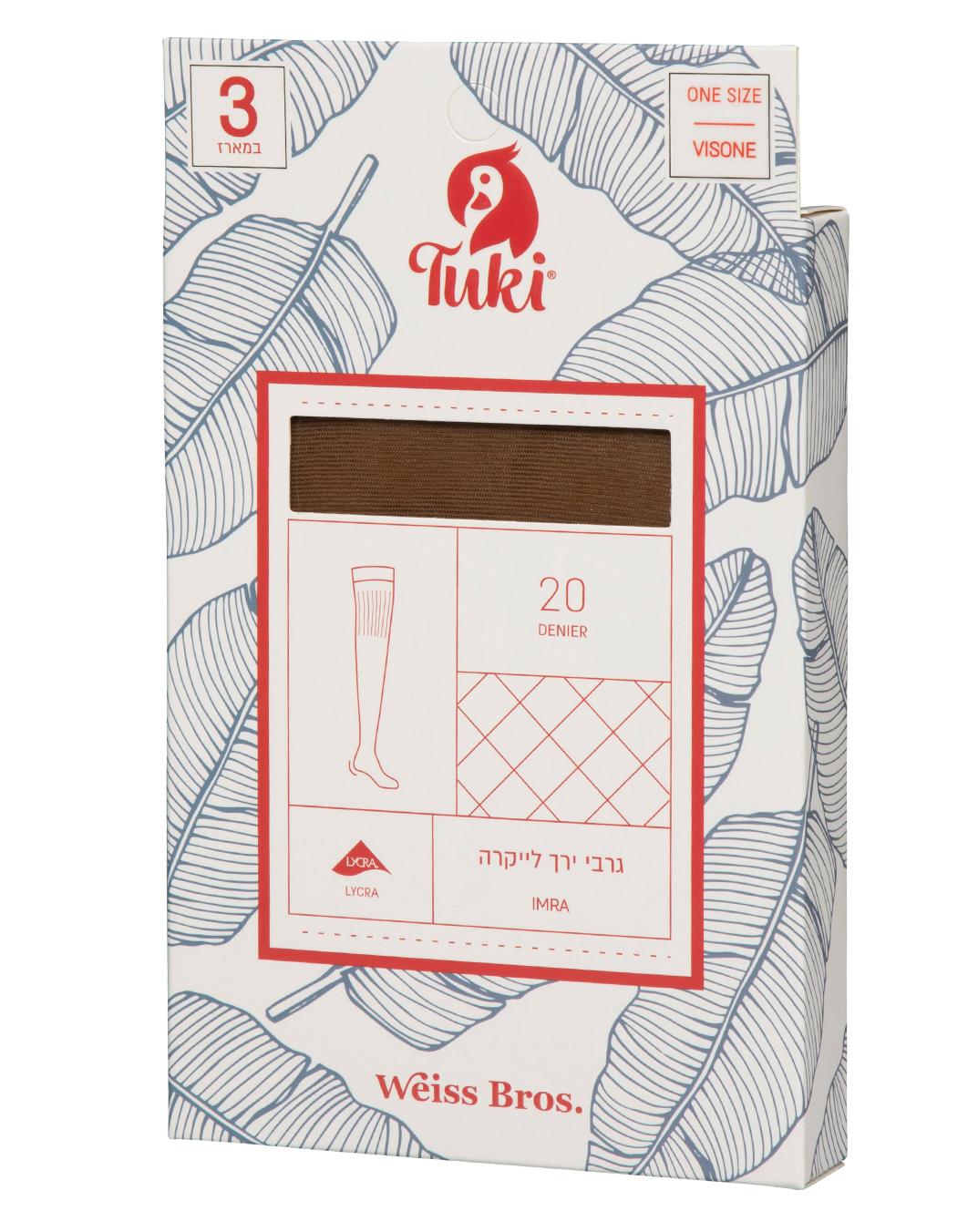 גרבי ירך לייקרה 20 דנייר - 3 זוגות במארז.