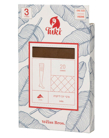 גרבי ירך לייקרה 20 דנייר - 3 זוגות במארז.