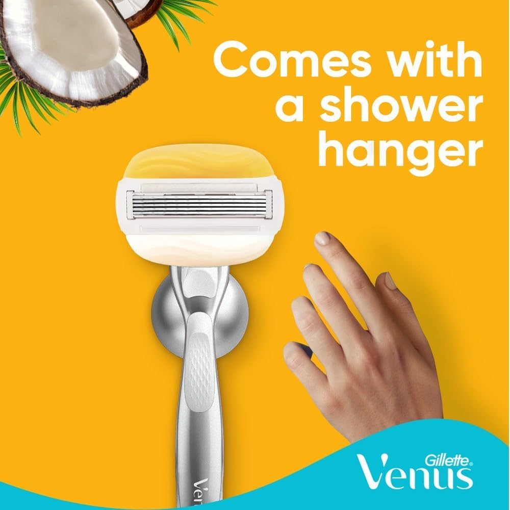 Gillette Venus | ג'ילט ונוס - מכשיר גילוח ComfortGlide קוקוס (ידית + 2 סכינים) | 5 להבים