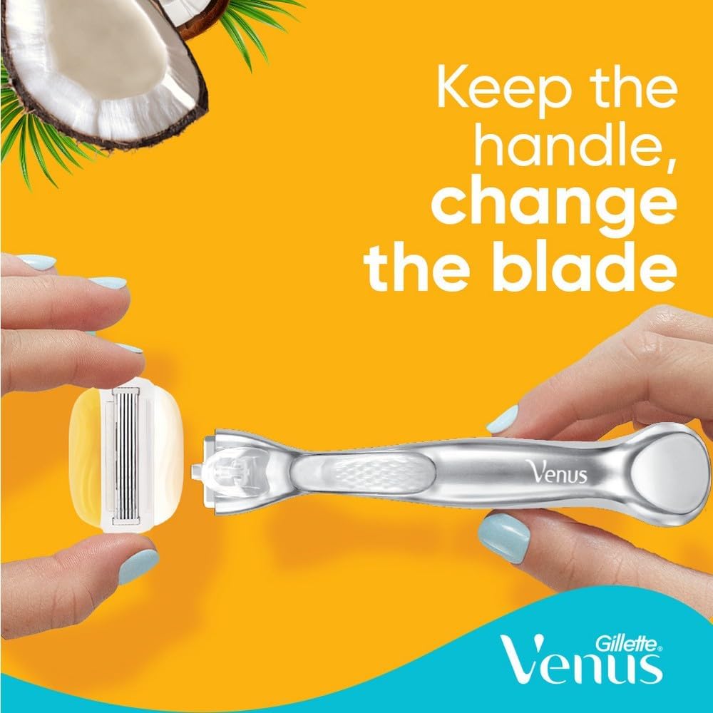 Gillette Venus | ג'ילט ונוס - מכשיר גילוח ComfortGlide קוקוס (ידית + 2 סכינים) | 5 להבים