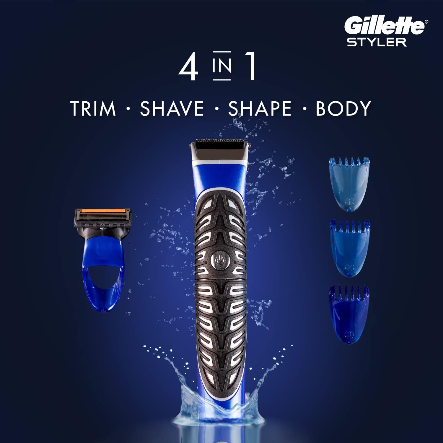 Gillette | ג'ילט - מכשיר עיצוב וגילוח 3 ב-1 סדרת Fusion ProGlide Styler המקורי מבית Braun
