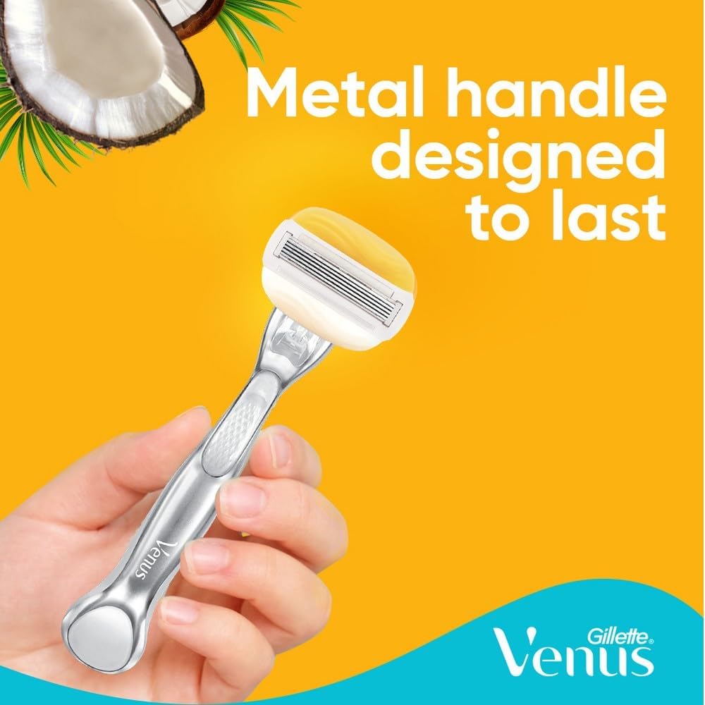 Gillette Venus | ג'ילט ונוס - מכשיר גילוח ComfortGlide קוקוס (ידית + 2 סכינים) | 5 להבים
