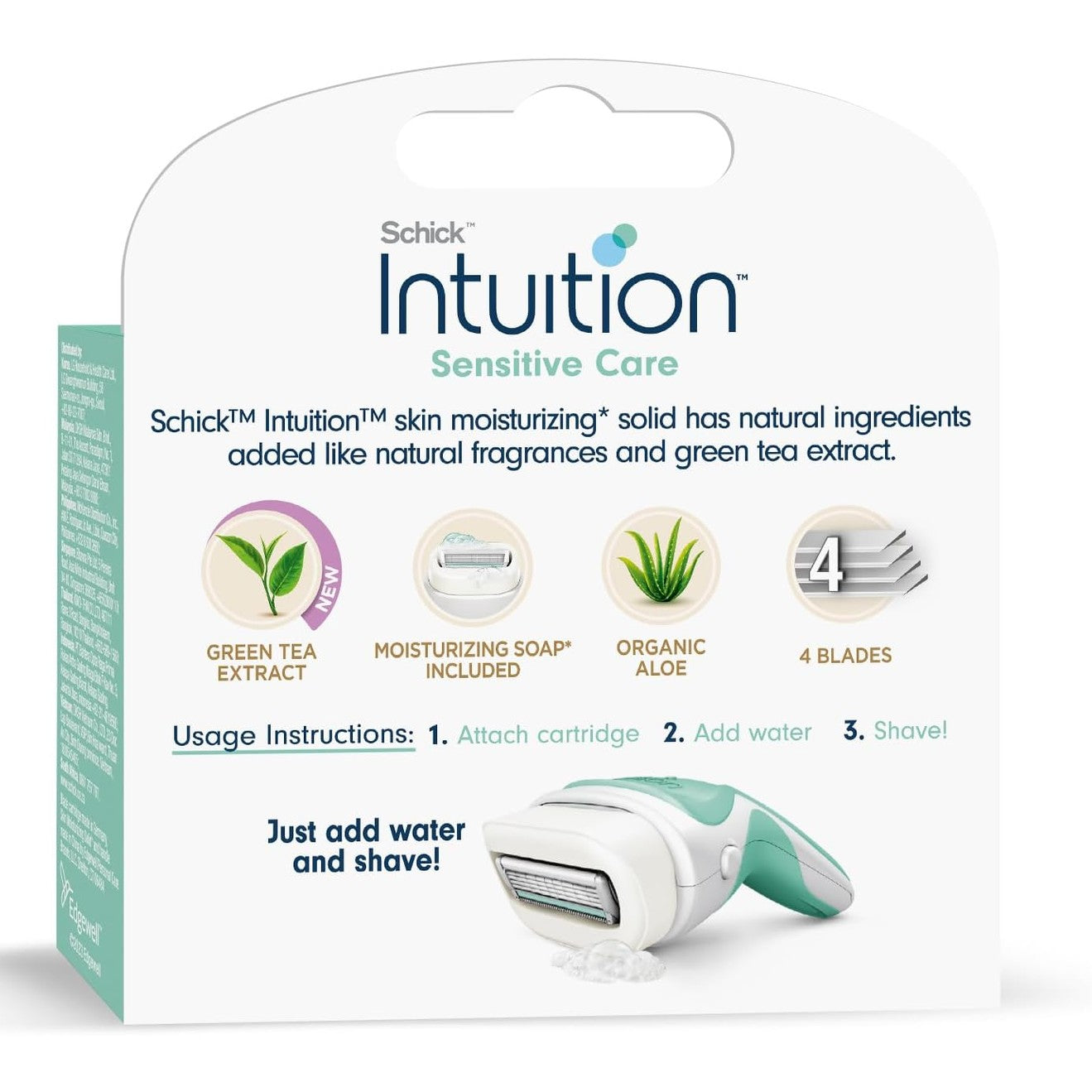 Schick | שיק - מארז מכשיר גילוח אינטואישן לעור רגיש Intuition Sensitive Care עם אלוורה ותה ירוק