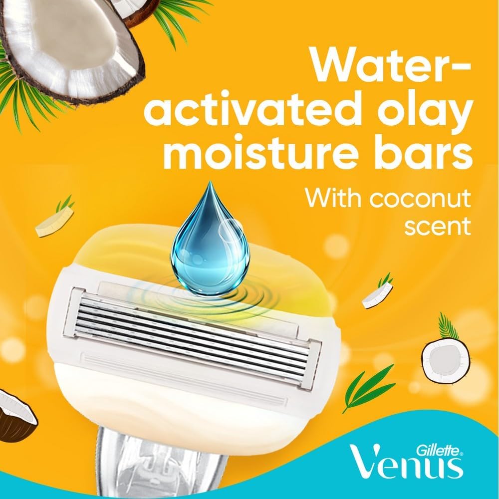 Gillette Venus | ג'ילט ונוס - מכשיר גילוח ComfortGlide קוקוס (ידית + 2 סכינים) | 5 להבים