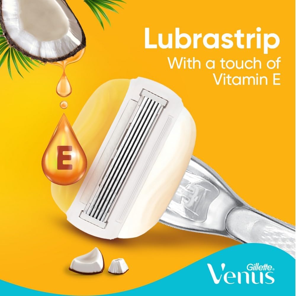 Gillette Venus | ג'ילט ונוס - מכשיר גילוח ComfortGlide קוקוס (ידית + 2 סכינים) | 5 להבים