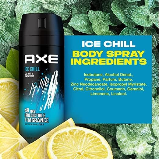 AXE | אקס - Ice Chill Deodorant Body Spray | דאודורנט ספריי גוף מנטה קפואה ולימון (150 מ"ל)