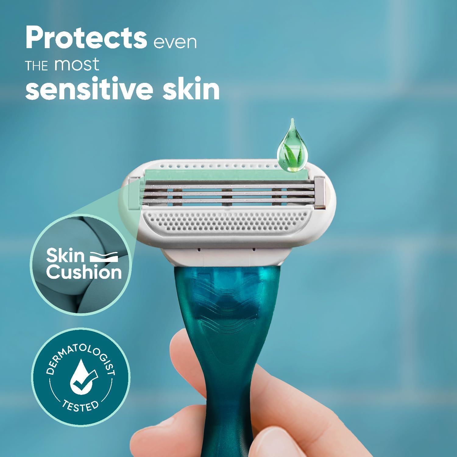 Gillette Venus | ג'ילט ונוס - רביעיית סכיני גילוח עם פס אלוורה וויטמין E (מארז 4 יח')