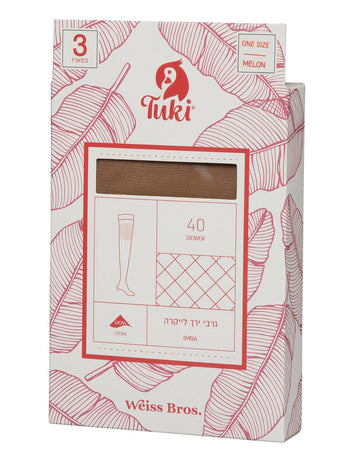 גרבי ירך לייקרה 40 דנייר - 3 זוגות במארז.