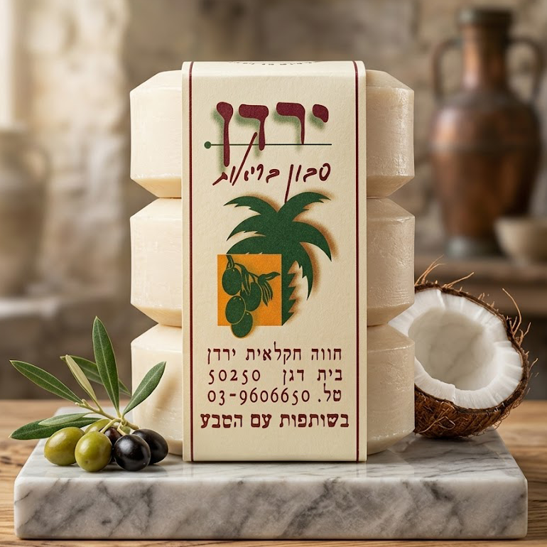 שלישיית סבון בריאות טבעי ירדן מבית חוות מלכי יהודה מיוצר משמן זית וקוקוס ללא SLS וכימיקלים במארז 3 יחידות