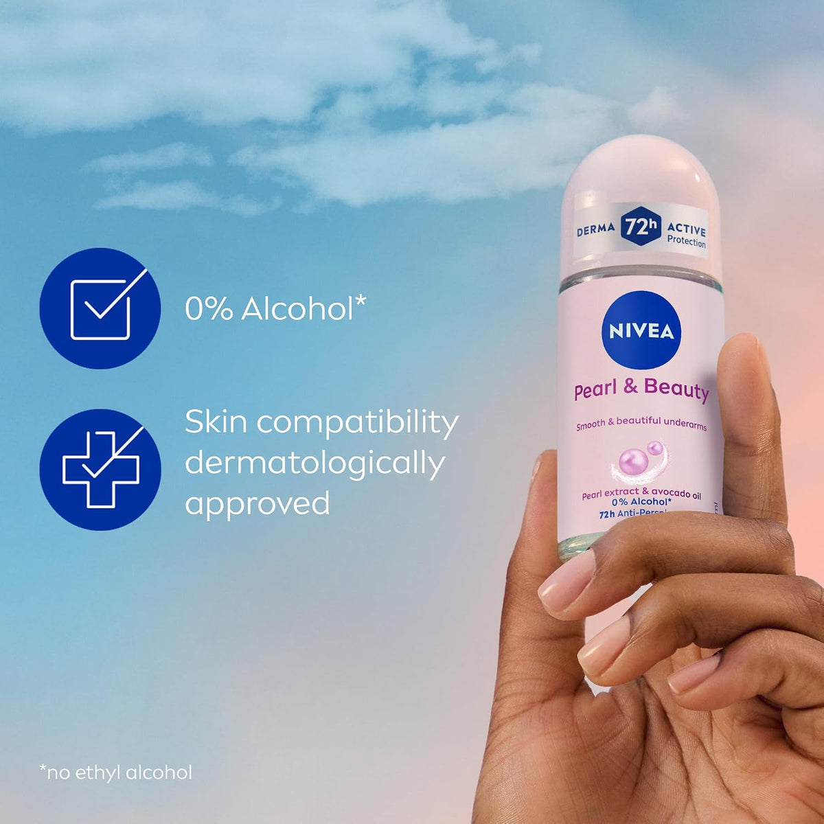 NIVEA Pearl & Beauty | ניביאה דאורדורנט רול-און אנטי-פרספירנט לנשים מועשר בתמציות פנינה לעור חלק ואחיד (50 מ"ל)