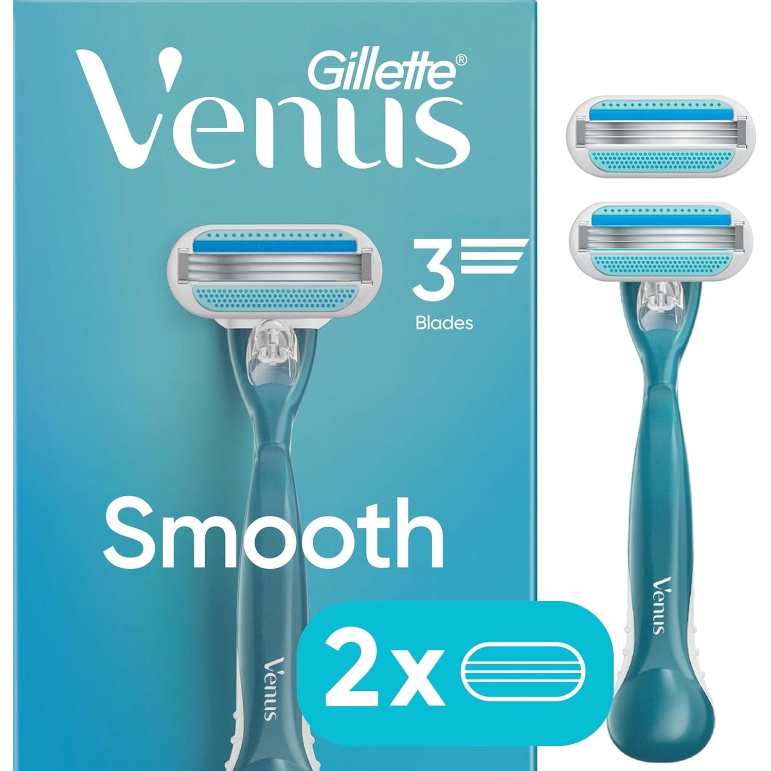Gillette Venus | ג'ילט ונוס - מכשיר גילוח Smooth (ידית + 2 סכינים) | לגילוח חלק ומהיר