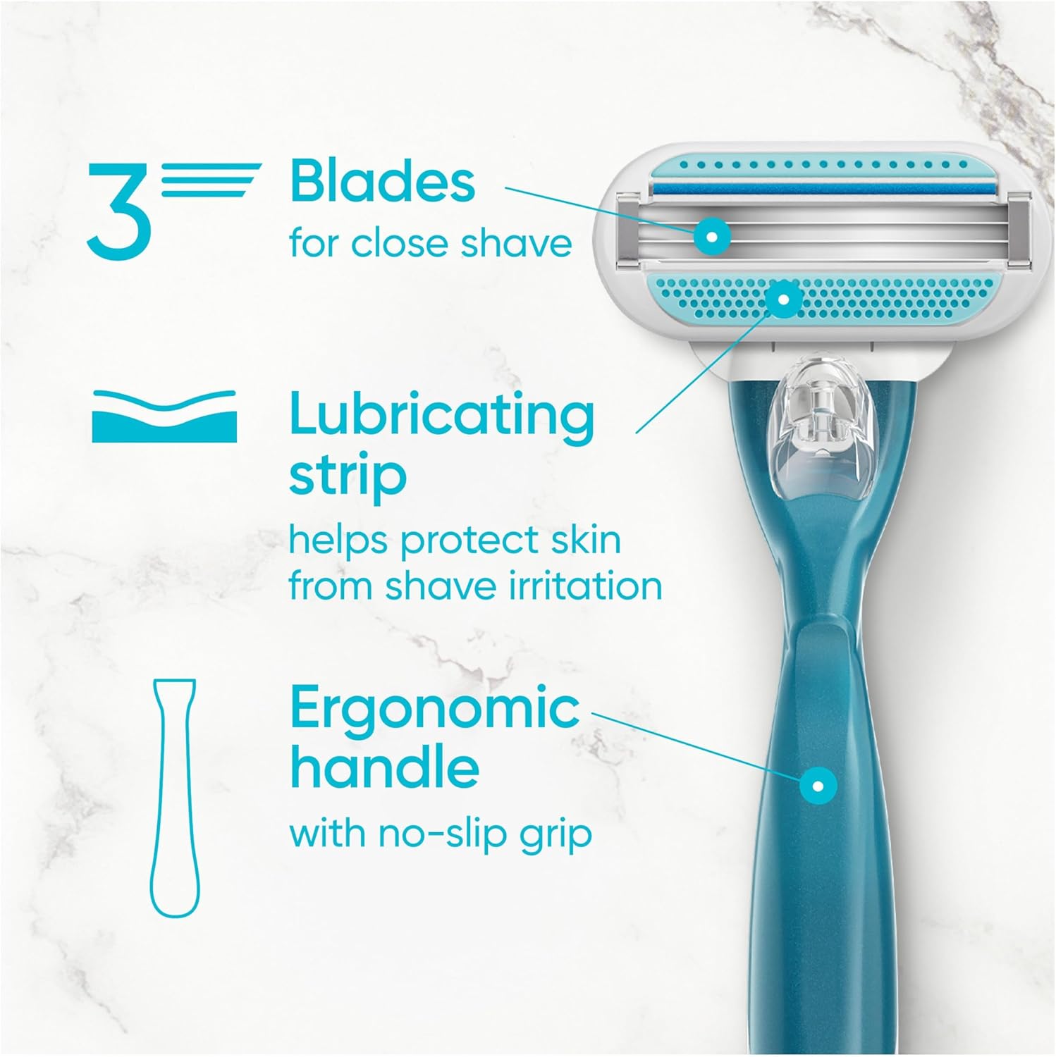 Gillette Venus | ג'ילט ונוס - מכשיר גילוח Smooth (ידית + 2 סכינים) | לגילוח חלק ומהיר