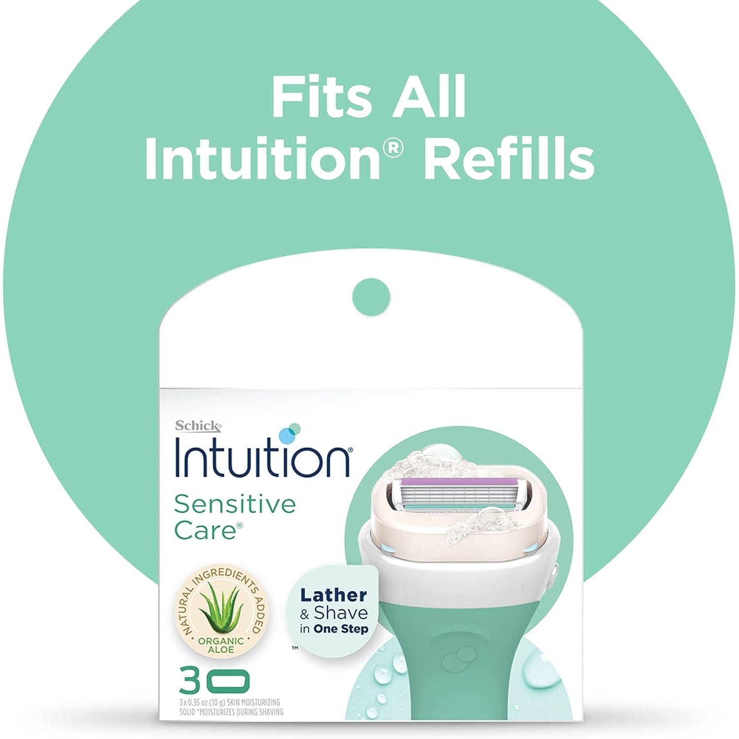 Schick | שיק - מארז מכשיר גילוח אינטואישן לעור רגיש Intuition Sensitive Care עם אלוורה ותה ירוק