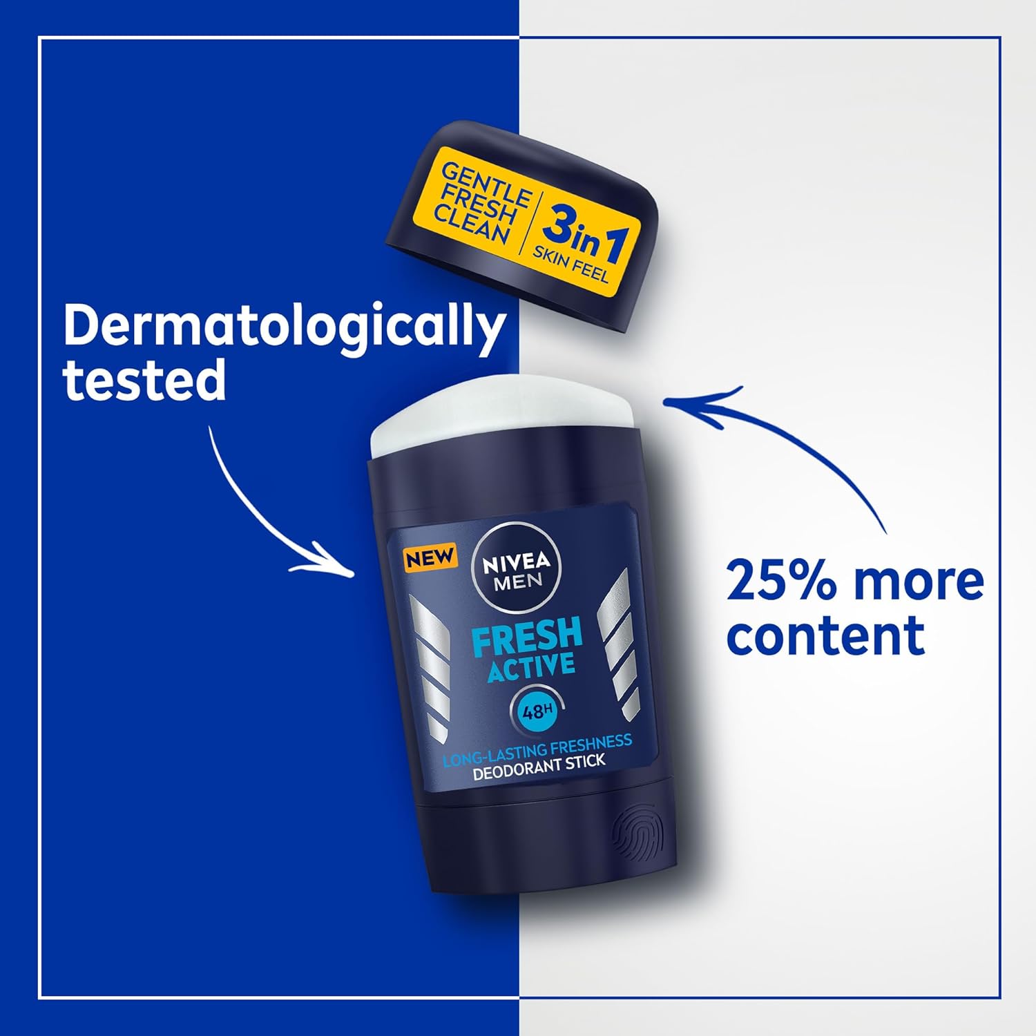NIVEA MEN | ניוואה מן - Fresh Active | דאודורנט סטיק לגבר בניחוח ים רענן