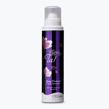 בקבוק דאודורנט ספריי לנשים חלאבין טל סגול Helavin TAL Purple Spray להגנה ממושכת ורעננות ללא אלכוהול בניחוח פרחוני מעורר השראה בעיצוב סגול ורוד ולבן 187 מ"ל