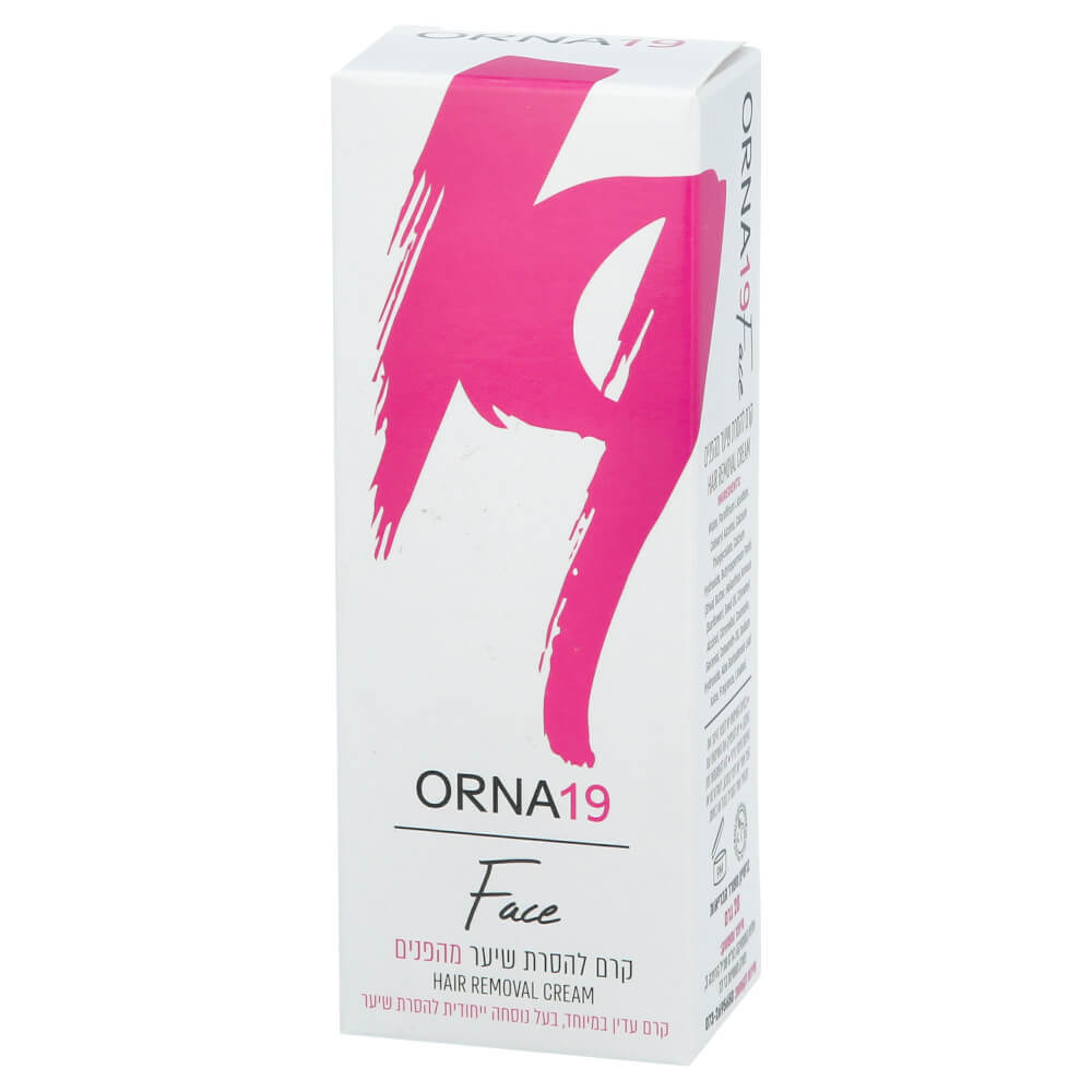 שפופרת קרם להסרת שיער מהפנים אורנה 19 Orna 19 Face במשקל 20 גרם, בעלת קצה מריחה מיוחד ומיוצרת ברישיון משרד הבריאות, מעוצבת בצבעי ורוד פוקסיה, לבן ושחור.