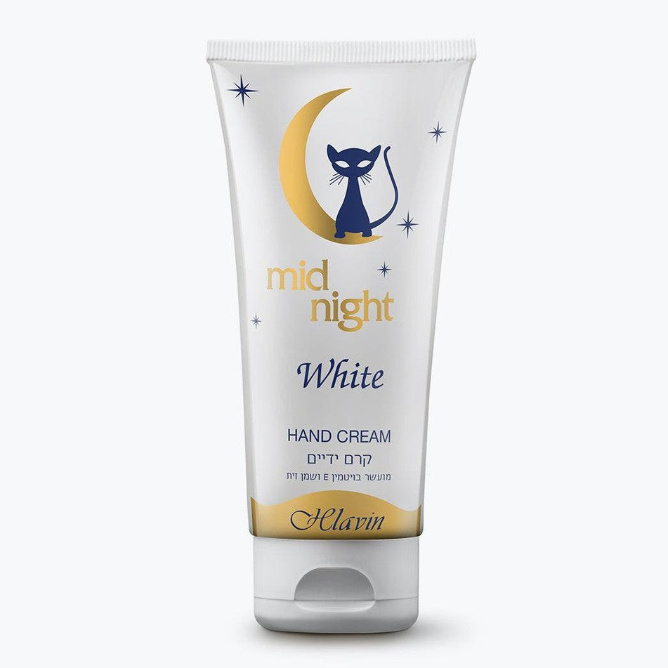 שפופרת קרם ידיים טיפולי חלאבין מידנייט Helavin Midnight לחידוש, הגנה ולחות עמוקה של כפות הידיים מועשר בחמאת שיאה, שמן קוקוס וויטמין E בעיצוב כחול כהה וזהב 100 מ"ל