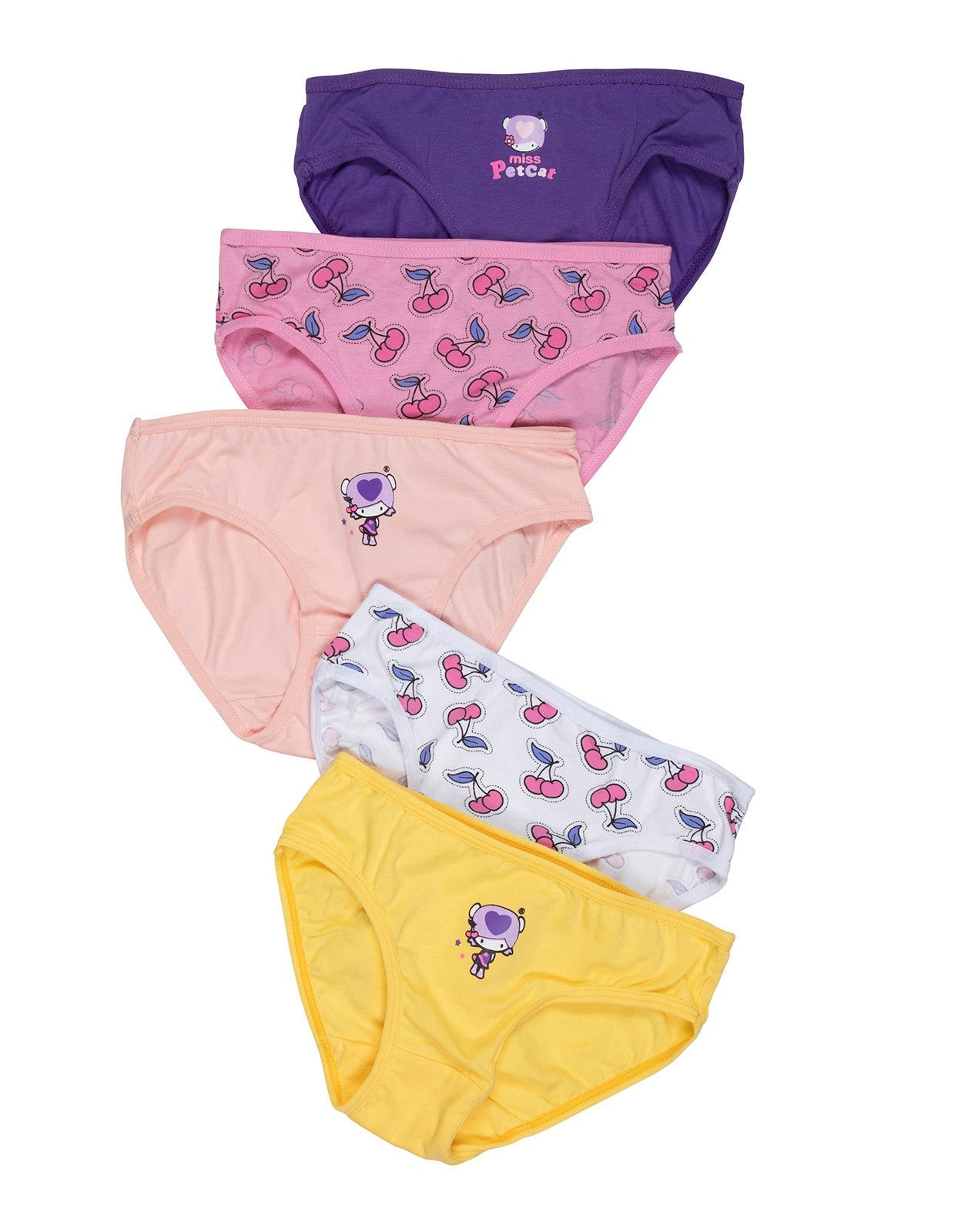 תחתון בנות כותנה לייקרה - 5 זוגות במארז.