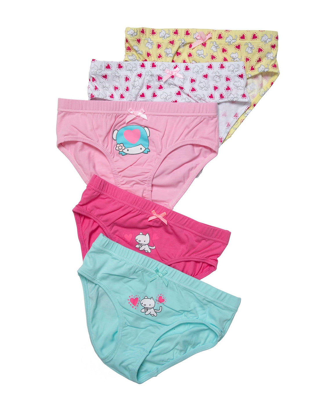 תחתוני בנות כותנה לייקרה עם גומי מושחל - 5 במארז.