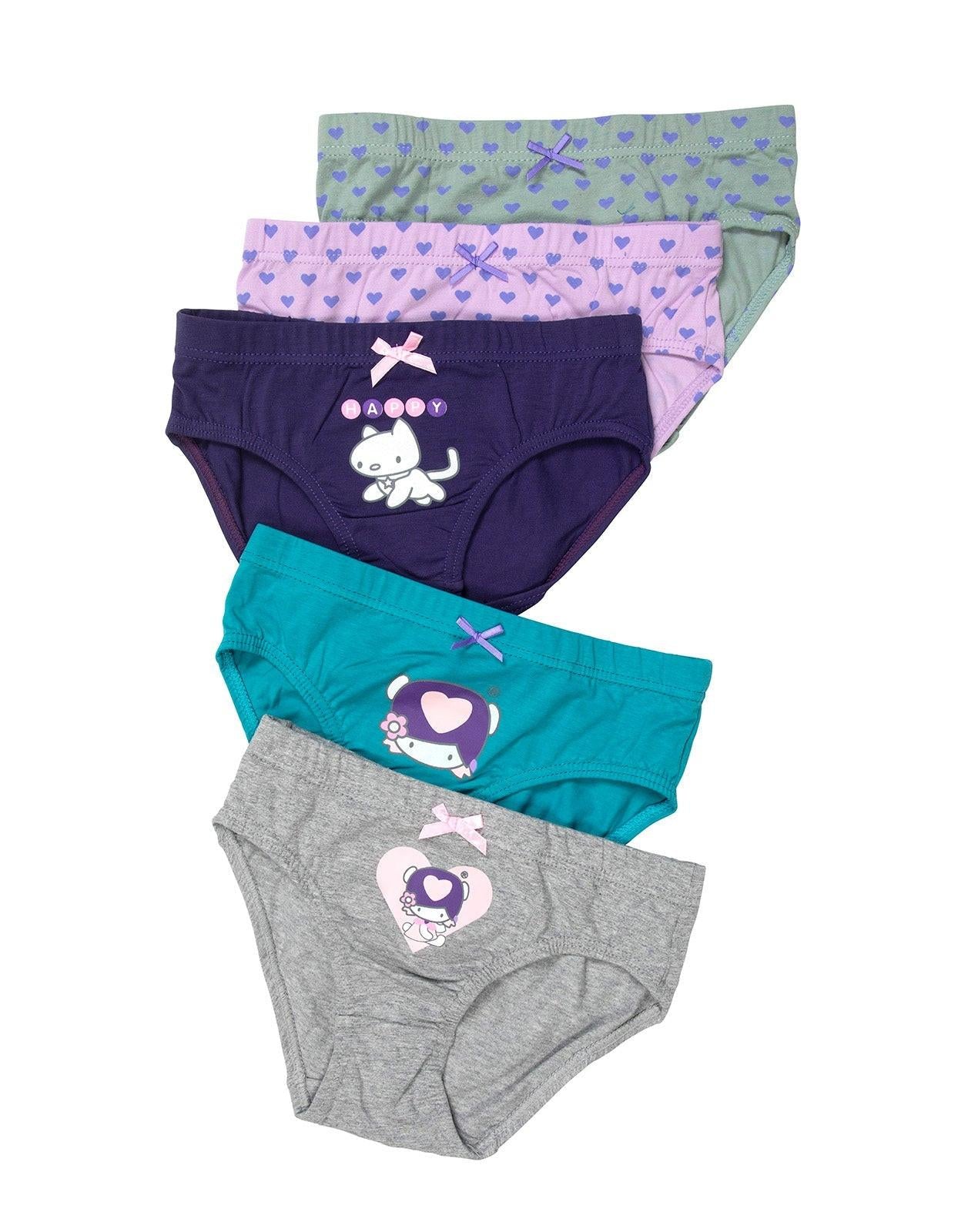 תחתוני בנות כותנה לייקרה עם גומי מושחל - 5 במארז.