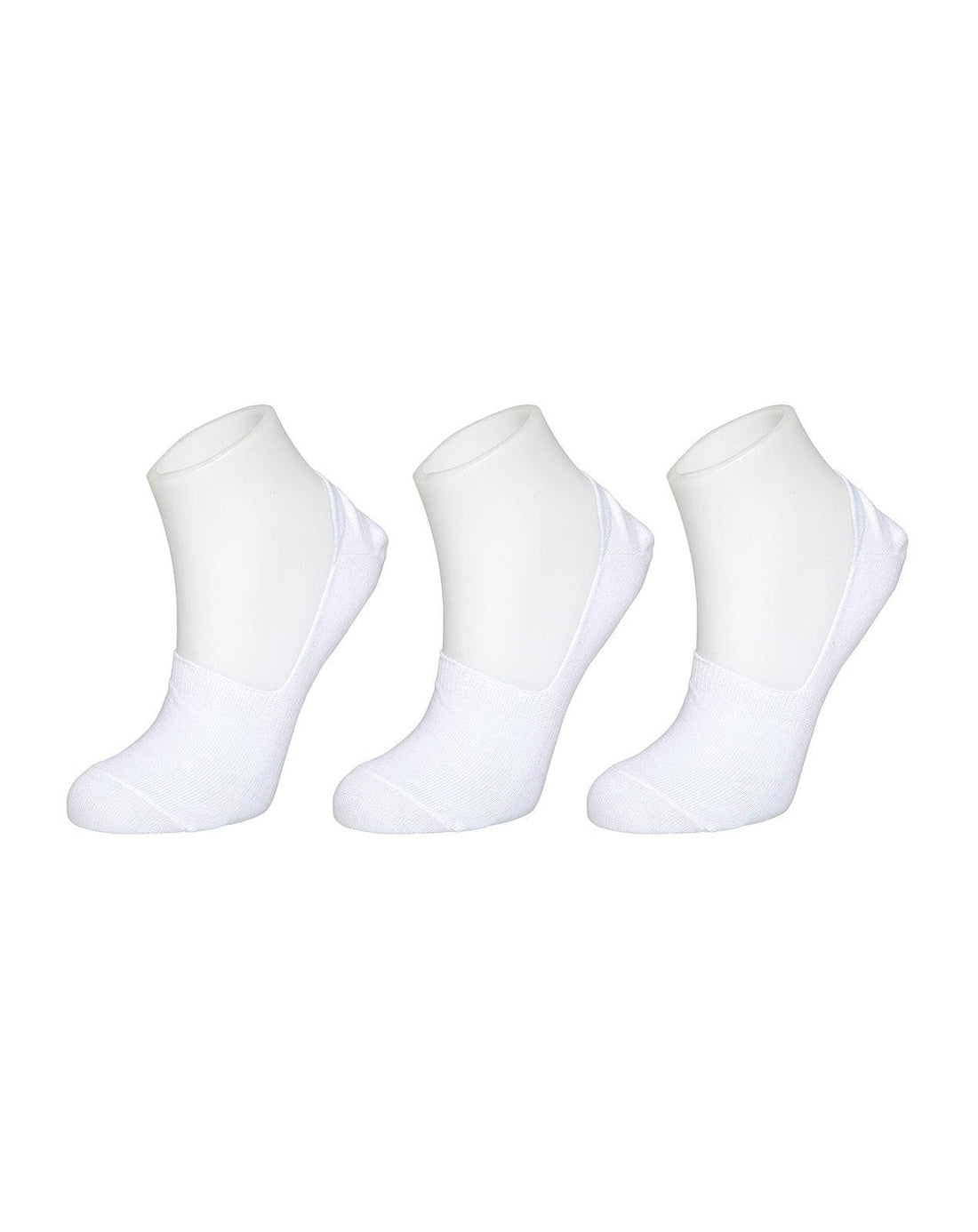 עקביות נשים No Show נוחות במיוחד, 3 זוגות לבן עם סיליקון למניעת החלקה.