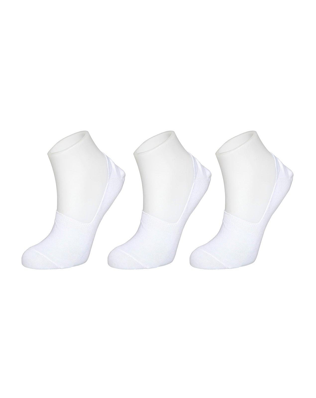 עקביות נשים No Show נוחות במיוחד, 3 זוגות לבן עם סיליקון למניעת החלקה.