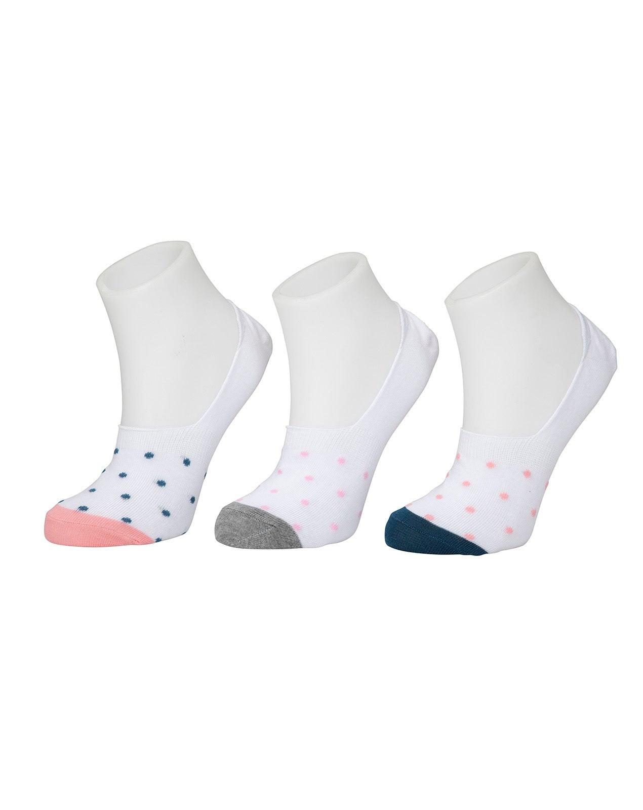 עקביות נשים נוחות במיוחד No Show, 3 זוגות צבעוניים עם פסי סיליקון לאחיזה מושלמת.