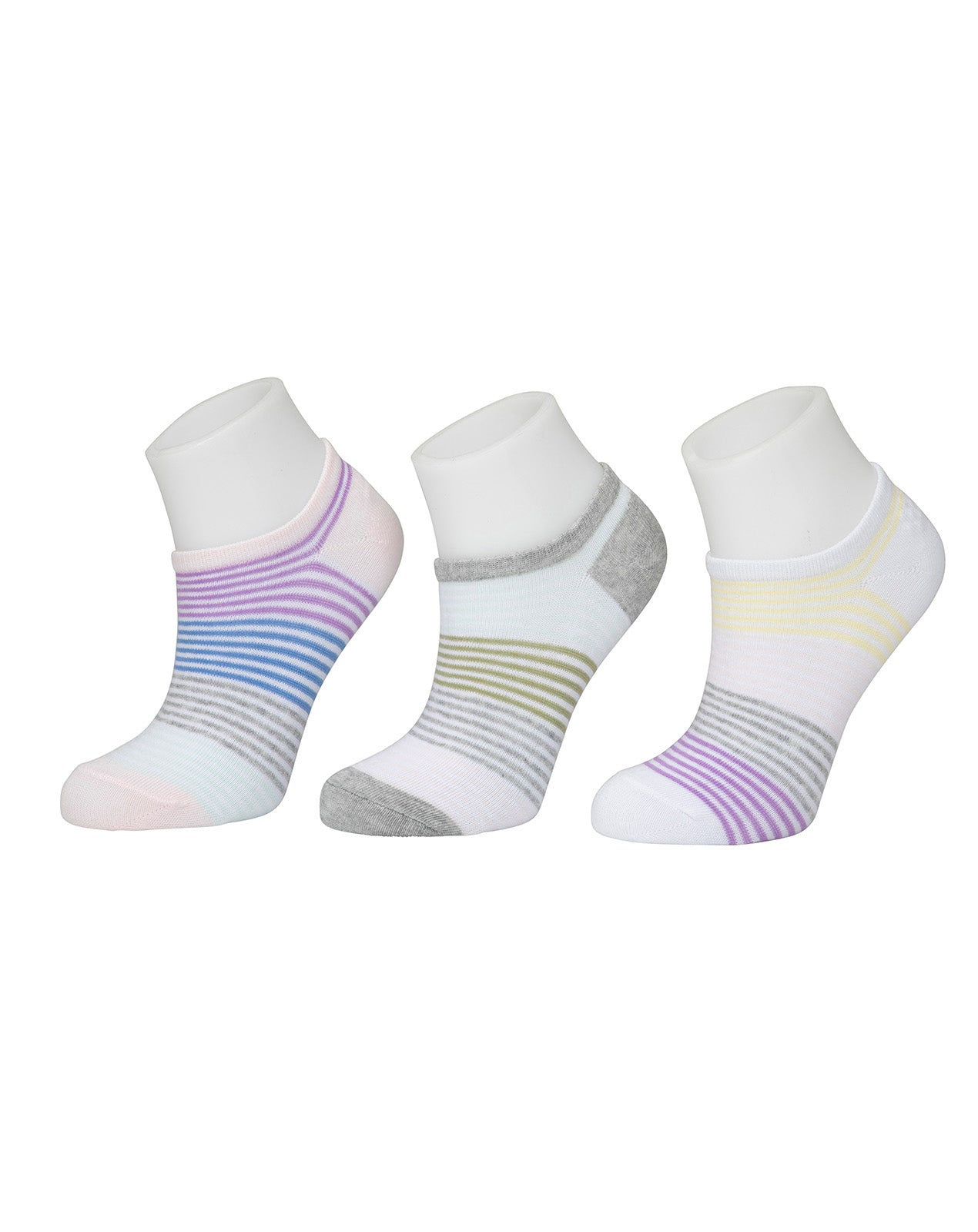 (B)גרבי קרסול סניקרס לנשים צבעוני - 3 זוגות.