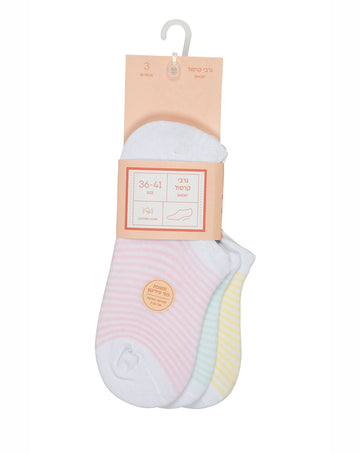 גרבי קרסול סניקרס WeissBros לנשים, 3 זוגות צבעוניים עם סיליקון לאחיזה