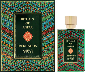 בקבוק בושם יוקרתי Anfar London Meditation בעיצוב אצילי ומודרני, המקרין שלווה רוחנית, עומק של קטורת ואלגום, וסטייל של בישום נישה ערבי עילית