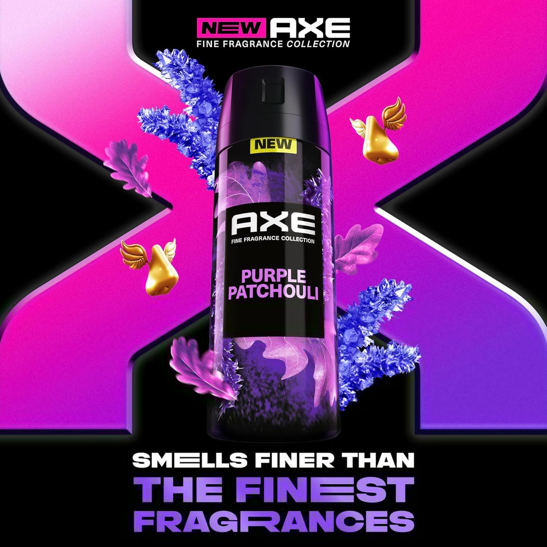 דאודורנט ספריי גוף אקס פרימיום פרפל פצ'ולי AXE Purple Patchouli ניחוח יוקרתי והגנה ל-72 שעות 150 מ"ל