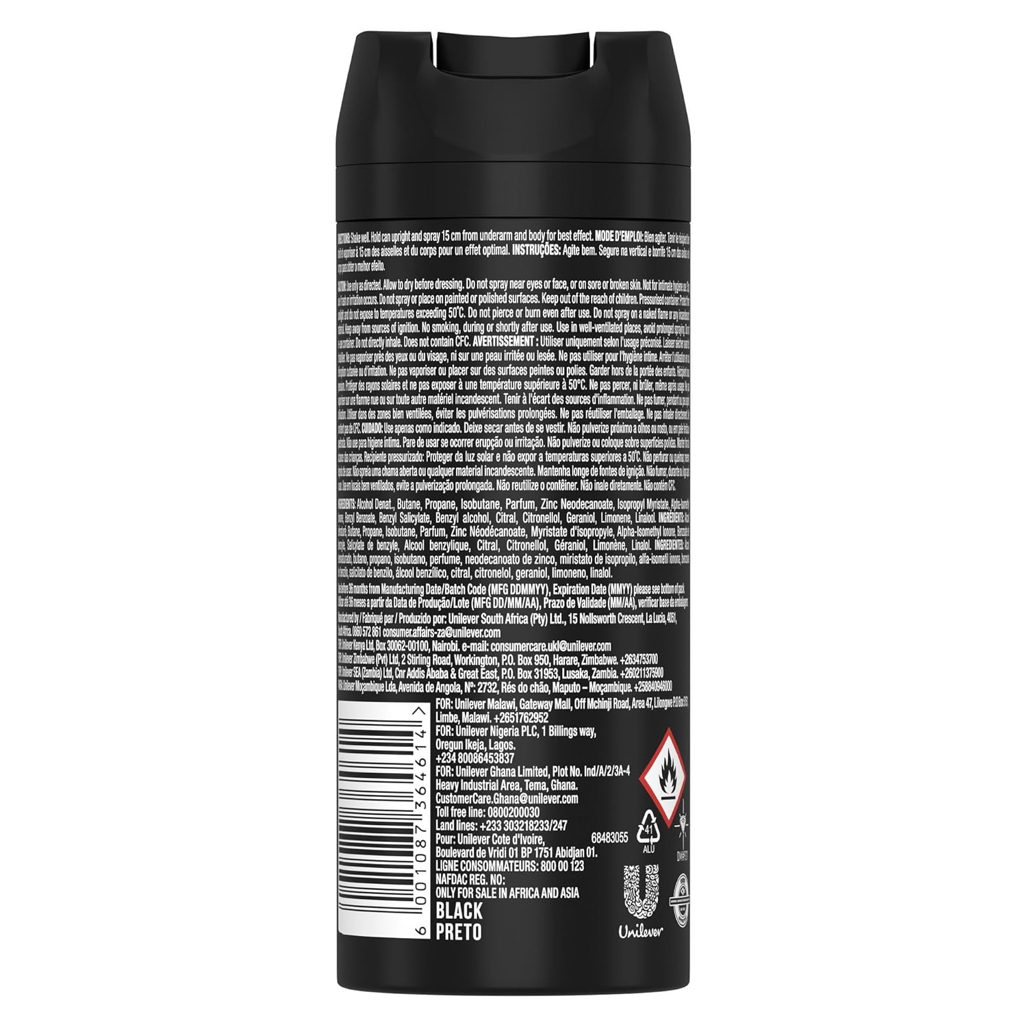 AXE | אקס - Black Deodorant Body Spray | דאודורנט ספריי גוף בניחוח בלאק (150 מ"ל)