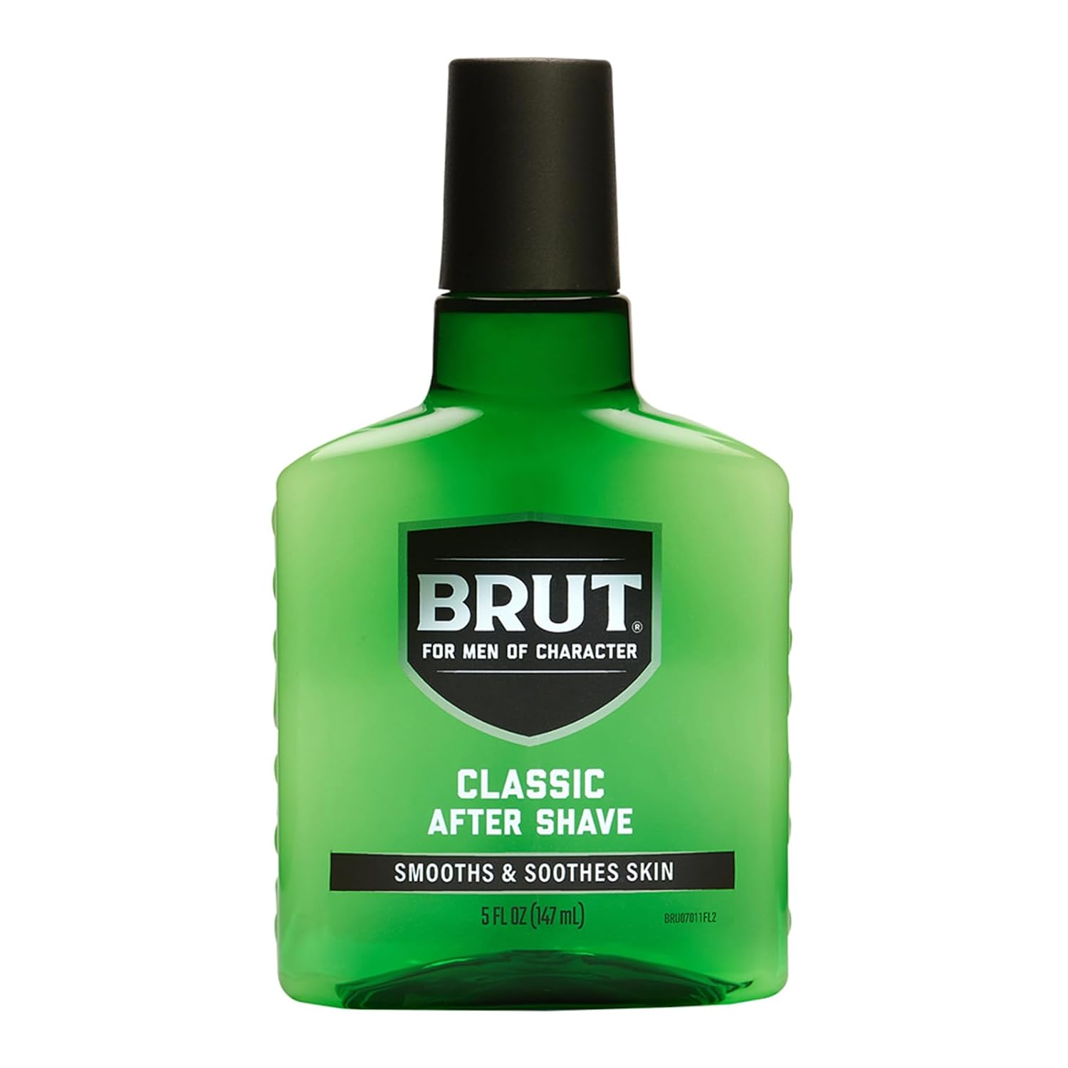 בקבוק אפטר שייב קלאסי לגבר BRUT Classic After Shave בנפח 150 מ"ל, המיועד להרגעת העור ולרענון לאחר גילוח, בעיצוב ניאון גברי בגווני ירוק זוהר ושחור עמוק.