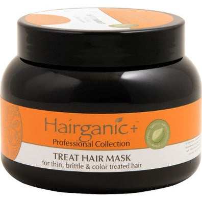 מסכת שיער טיפולית היירגאניק Hairganic+ לשיער דק ושביר עם שמן ארגן ממרוקו, חוחובה וויטמין A נפח 500 מ"ל