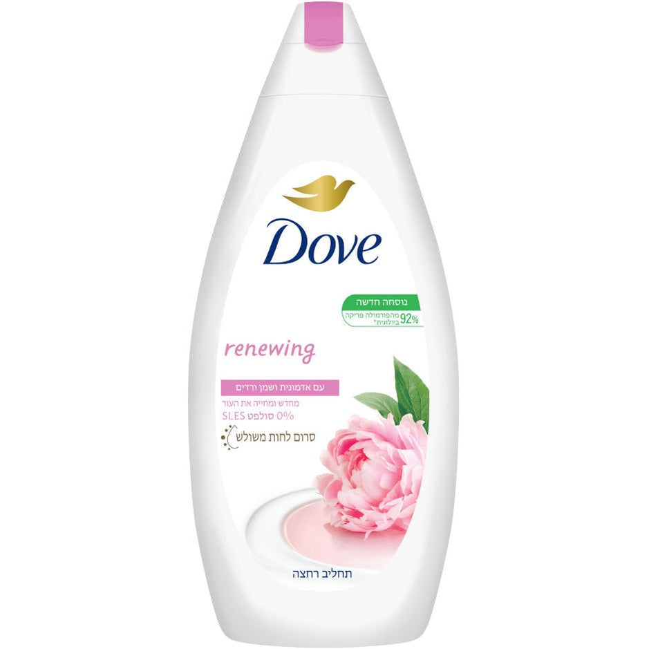 Dove | דאב - Renewing | תחליב רחצה בניחוח פרח האדמונית ושמן ורדים (750 מ"ל)