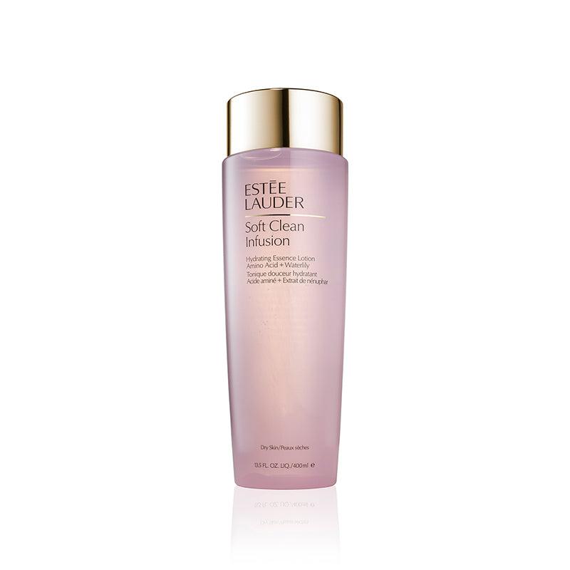 Estee Lauder, Soft Clean Infusion, Hydrating Essence, Facial Toner, Dry Skin Care, Amino Acids, Water Lily Extract, אסתי לאודר, מי פנים, עור יבש, חומצות אמינו, שושנת מים, לחות וזוהר, קוסמטיקס אאוטלט