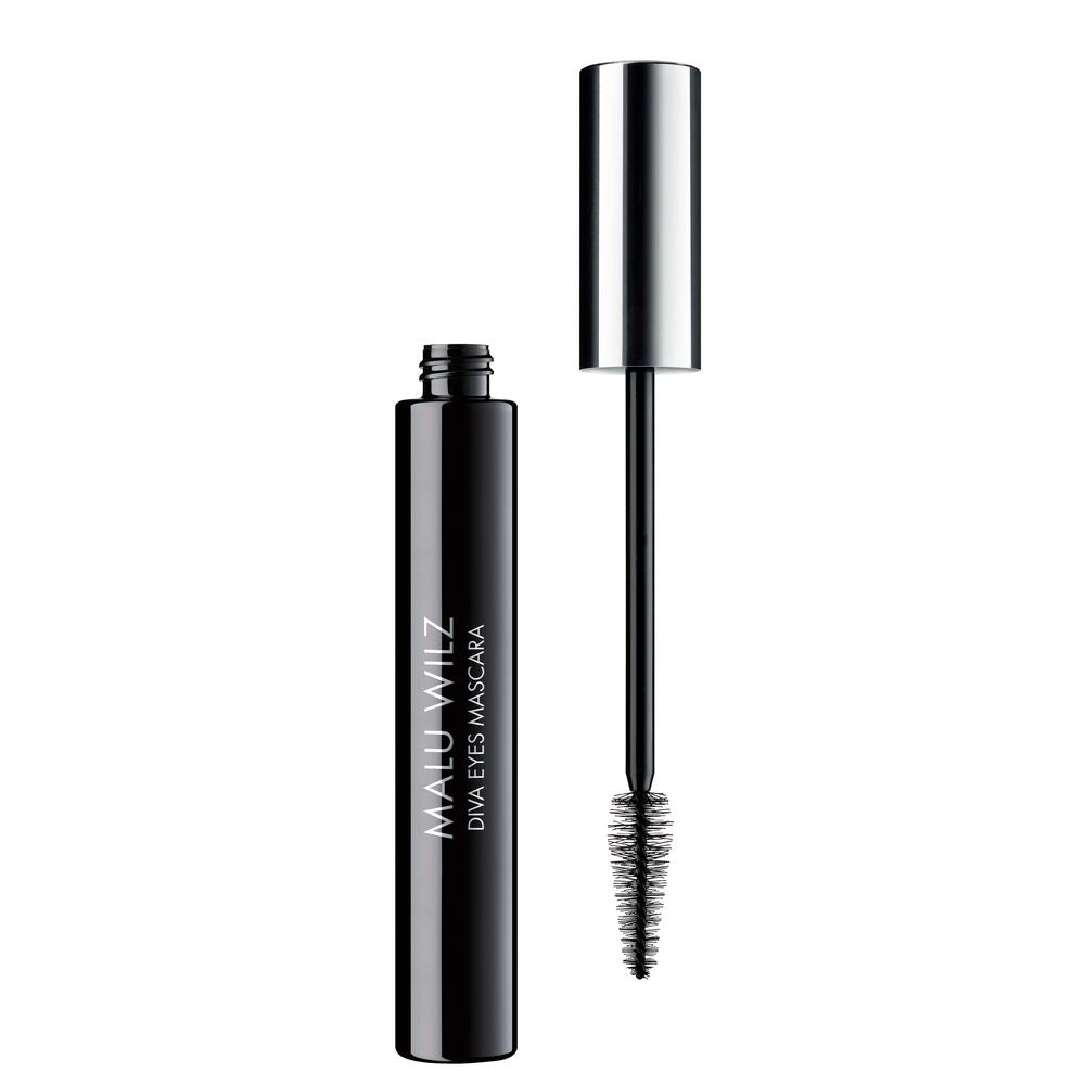 Malu Wilz Diva Eyes Mascara 12ml black with unique conical brush for dramatic volume and 10-hour wear