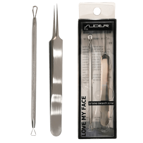 סט כלים מקצועי לטיפול בעור הפנים - 5 כלים מפלדת אל חלד