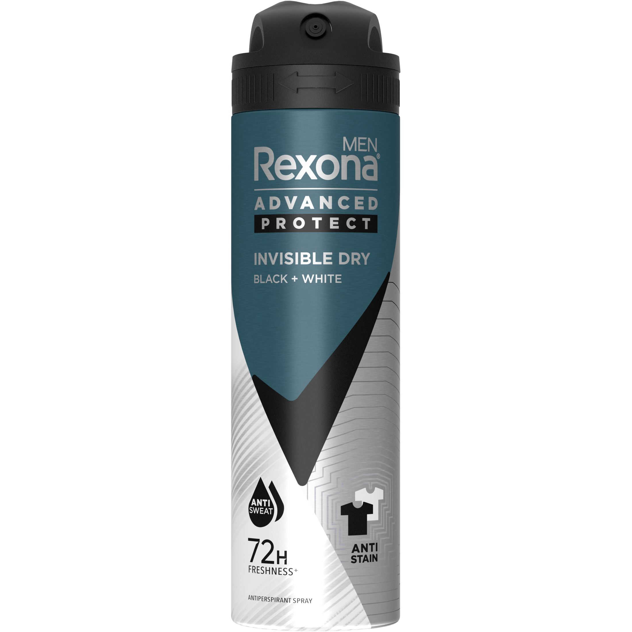 Rexona Men | רקסונה מן - Invisible Black + White | דאודורנט ספריי נגד סימנים (150 מ"ל)